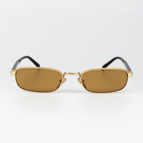 Prada Men Sunglasses Gold Honey Rectangle PRB54S 5AK50P NEW AUTHENTIC - Picture 1 of 13